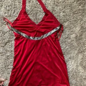 Red Plunge back BCBG dress